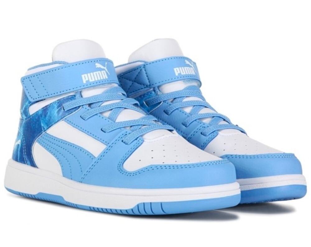 Puma Blue & White Rebound Joy High-Top Sneakers w. Velcro Strap RBD Shoes